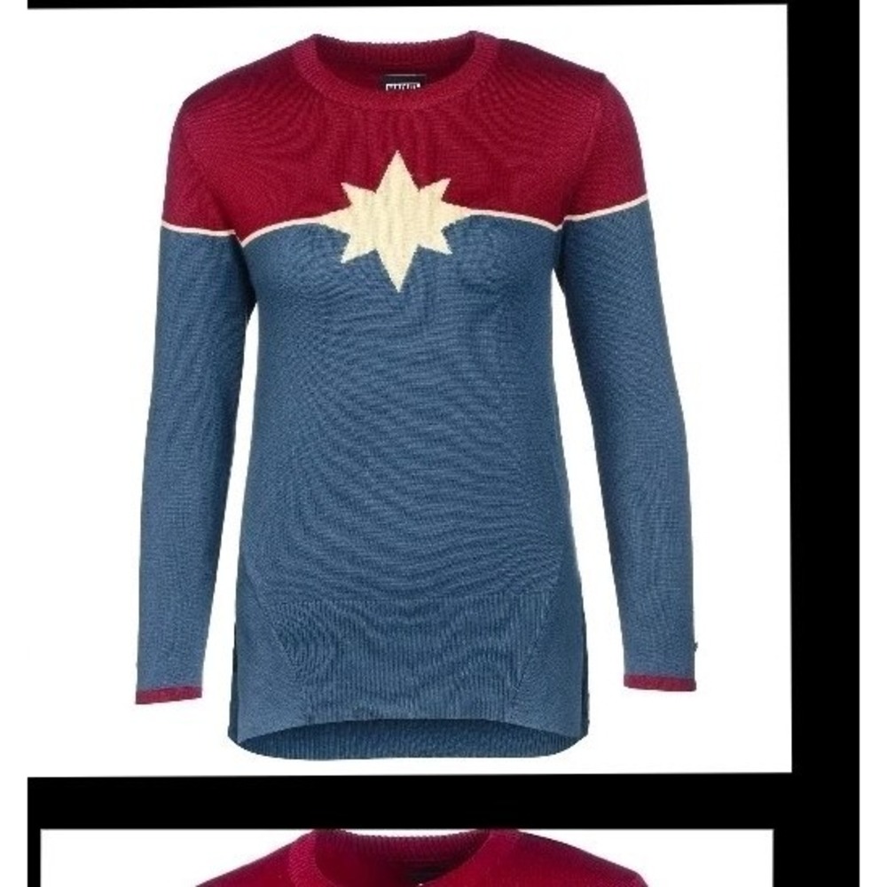 Musterbrand Marvel Captain Marvel Star Crewneck Sweater Women's Tight‎ Large